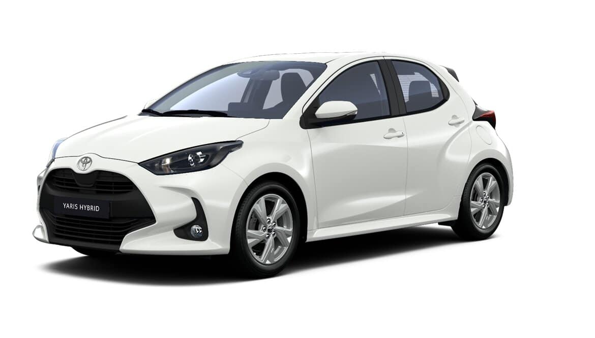 Renting Toyota Yaris Active Plus color Blanco Compacto Híbrido Etiqueta ECO Automático
