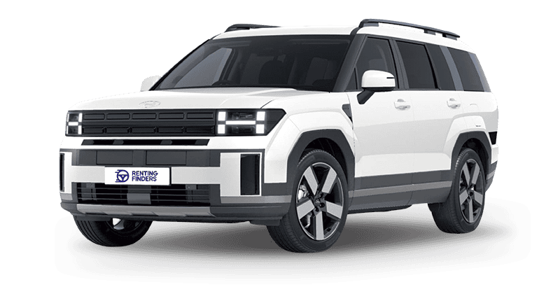 Renting New Hyundai Santa Fe Tecno Creamy White Pearl SUV 7 Plazas Híbrido-Enchufable PHEV Automático Etiqueta 0 Renting Finders