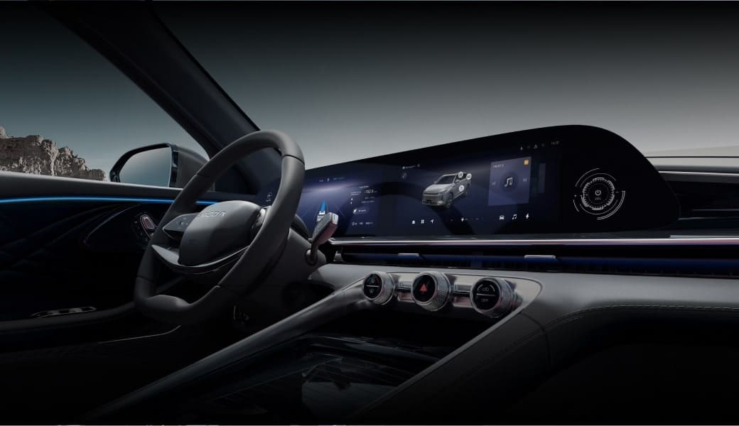 Renting New Omoda 9 Premium Gris Mate SUV PHEV Híbrido-Enchufable Automático Etiqueta 0 Interior