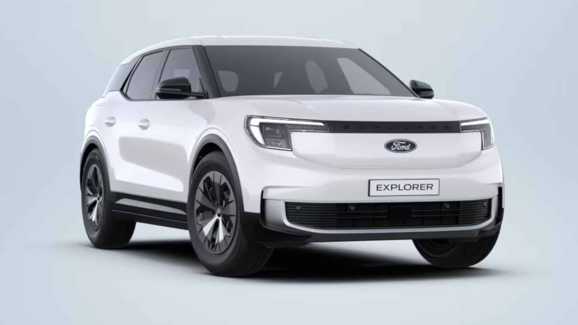 Renting New Ford Explorer Style Rango Standard RWD Blanco SUV Eléctrico Automático Etiqueta 0