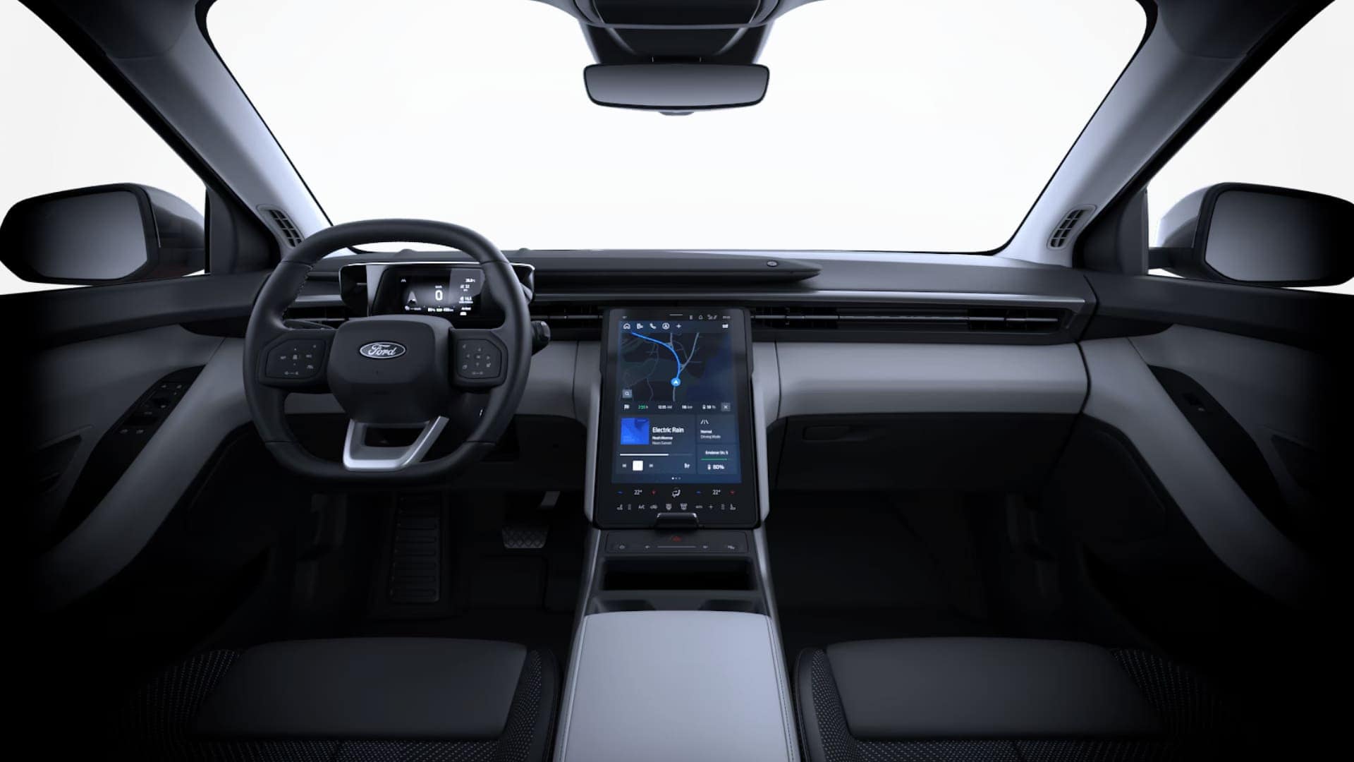 Renting New Ford Explorer Style Rango Standard RWD Blanco SUV Eléctrico Automático Etiqueta 0 Interior
